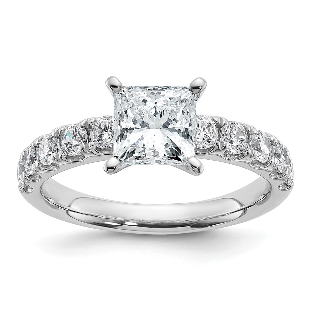 14K White Gold Certified 2.20 Carat Lab Grown Diamond VS+ F+ Princess Complete Engagement Ring