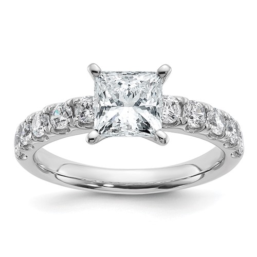 14K White Gold Certified 2.20 Carat Lab Grown Diamond VS+ F+ Princess Complete Engagement Ring