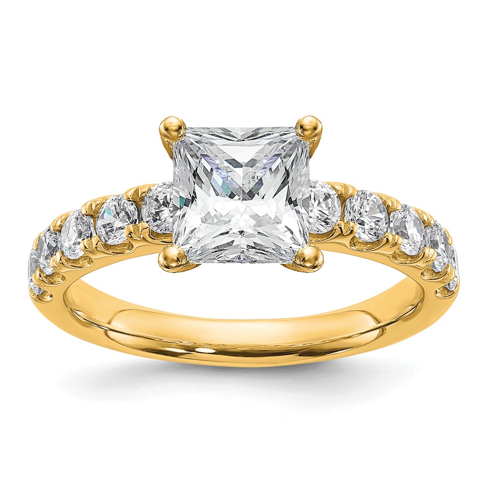 14K Yellow Gold Certified 3.75 Carat Lab Grown Diamond VS+ F+ Princess Complete Engagement Ring