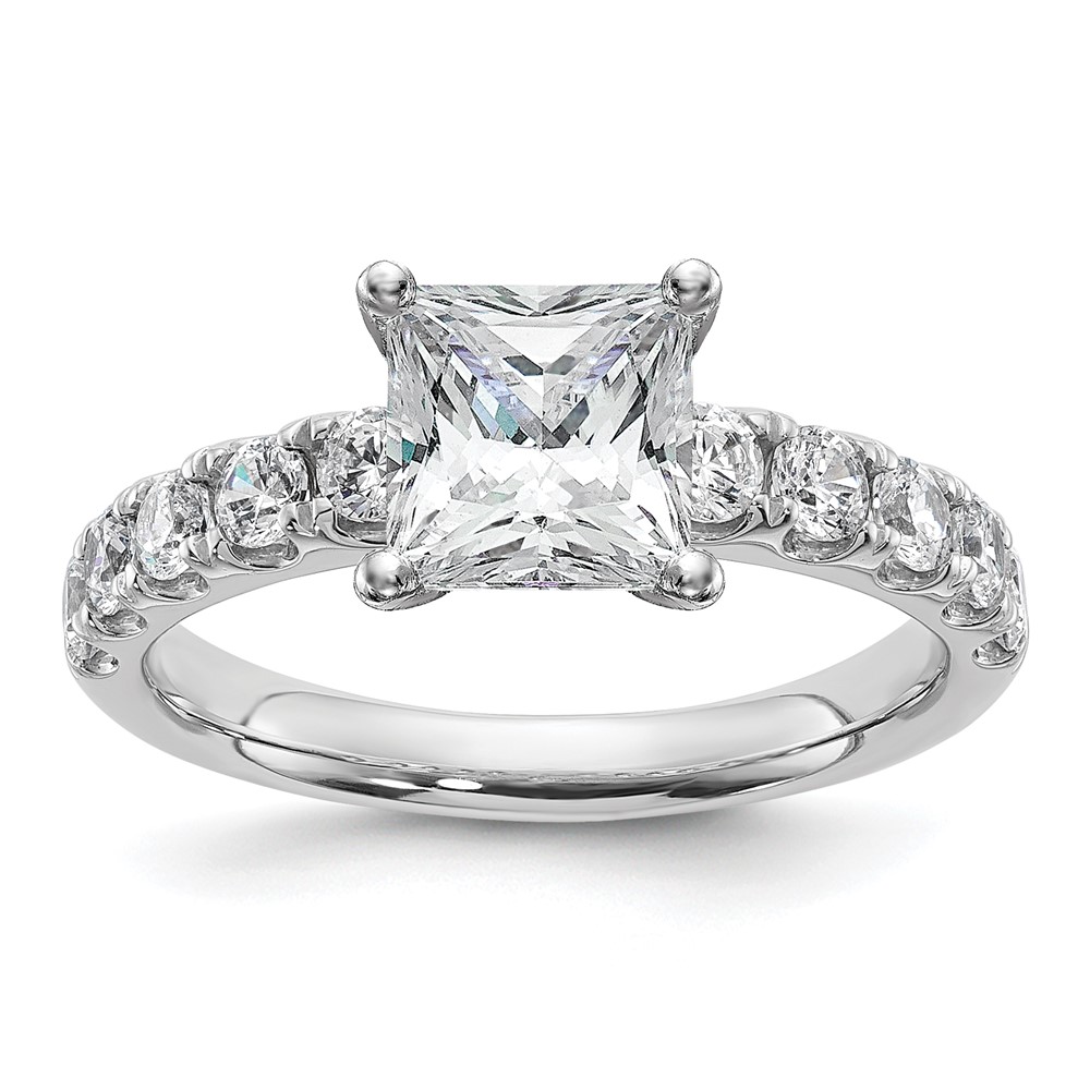 14K White Gold Certified 3.75 Carat Lab Grown Diamond VS+ F+ Princess Complete Engagement Ring