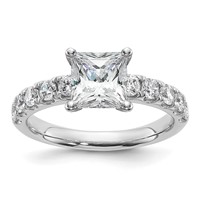 14K White Gold Certified 3.75 Carat Lab Grown Diamond VS+ F+ Princess Complete Engagement Ring view 1