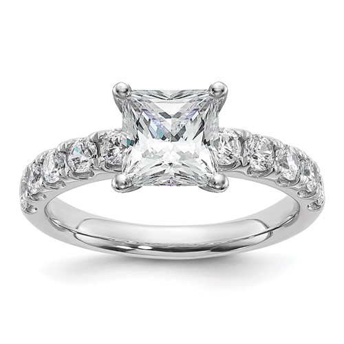 14K White Gold Certified 2.75 Carat Lab Grown Diamond VS+ F+ Princess Complete Engagement Ring