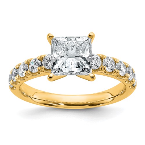 14K Yellow Gold YG 5ct Princess VS Def Igi Cert Lab Grown Dia Solitaire Ring