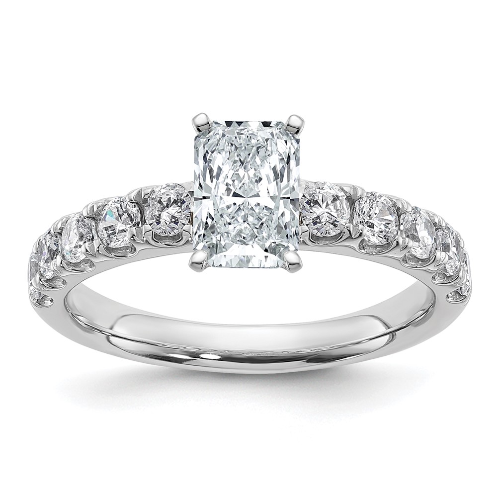 14K White Gold 1.75 Carat Certified Lab Grown Diamond VS+ F+ Radiant Complete Engagement Ring