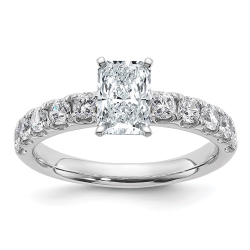 14K White Gold 1.75 Carat Certified Lab Grown Diamond VS+ F+ Radiant Complete Engagement Ring