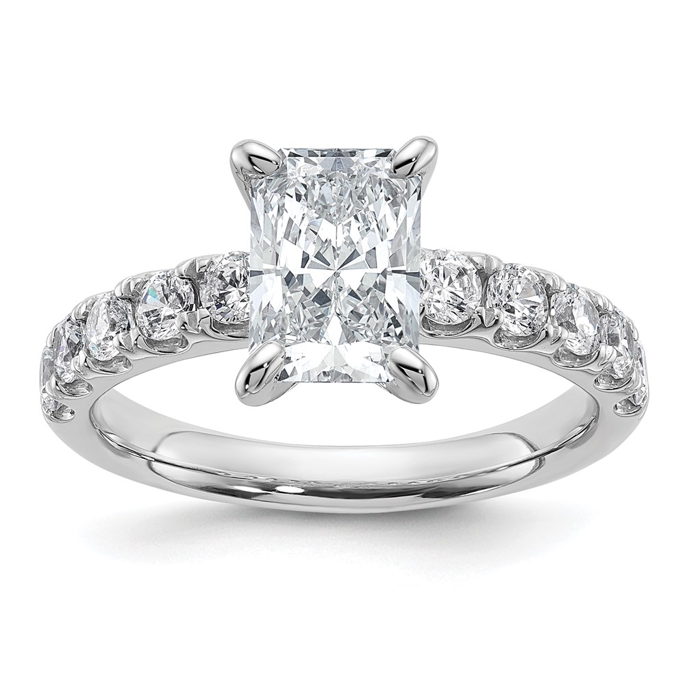 14K White Gold 2.20 Carat Certified Lab Grown Diamond VS+ F+ Radiant Complete Engagement Ring
