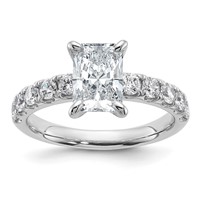 14K White Gold 2.20 Carat Certified Lab Grown Diamond VS+ F+ Radiant Complete Engagement Ring view 1