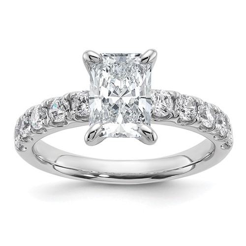 14K White Gold 2.20 Carat Certified Lab Grown Diamond VS+ F+ Radiant Complete Engagement Ring