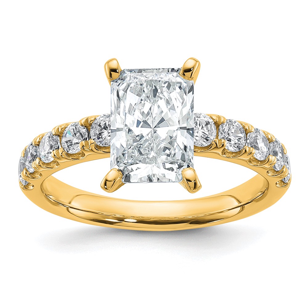 14K Yellow Gold 2.75 Carat Certified Lab Grown Diamond VS+ F+ Radiant Complete Engagement Ring