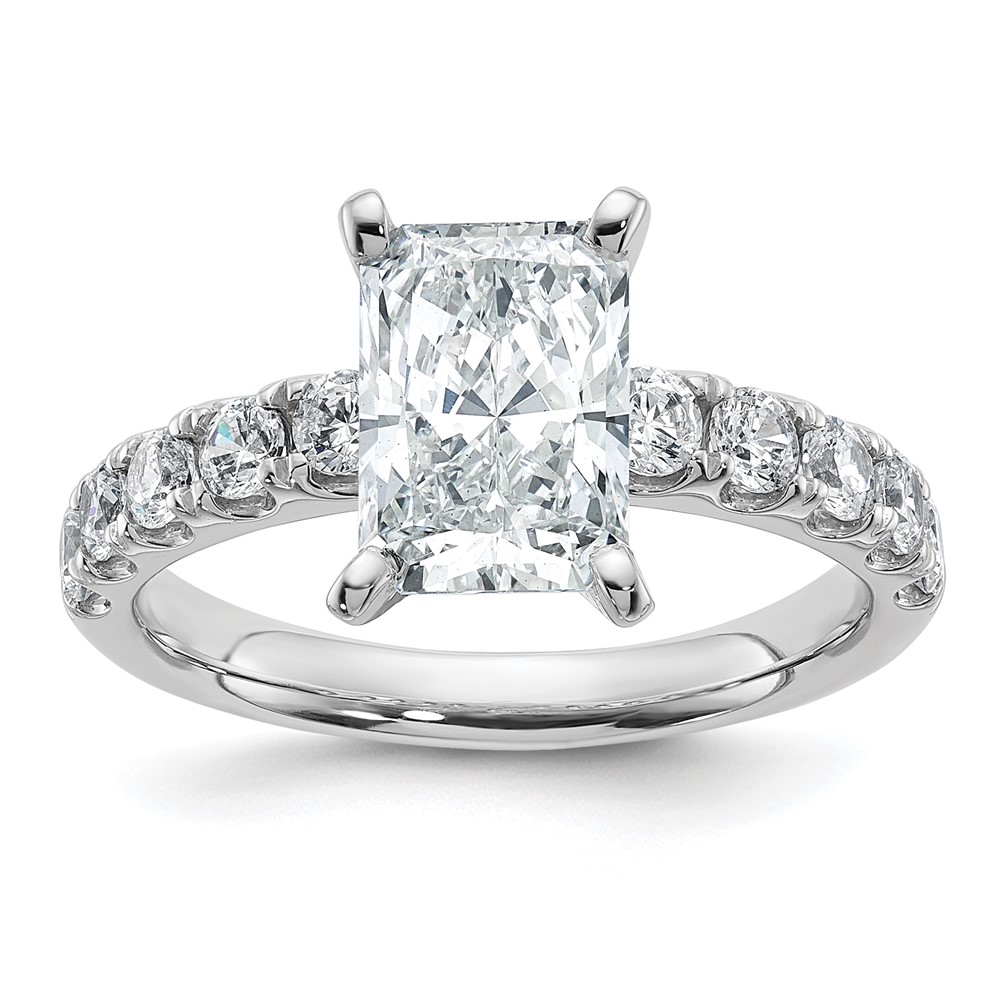 14K White Gold 2.75 Carat Certified Lab Grown Diamond VS+ F+ Radiant Complete Engagement Ring