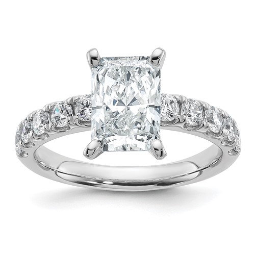 14K White Gold 2.75 Carat Certified Lab Grown Diamond VS+ F+ Radiant Complete Engagement Ring