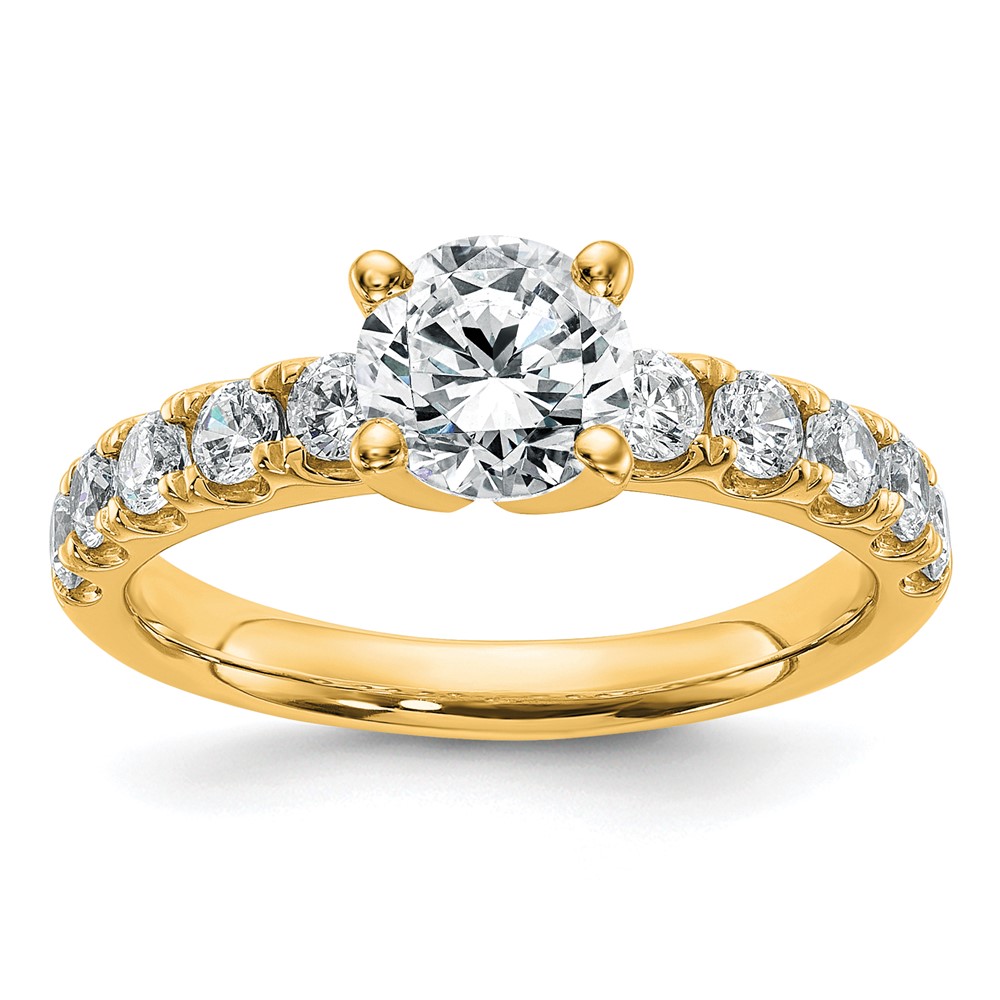 14K Yellow Gold Certified 1.62 Carat Lab Grown Diamond VS+ F+ Round Complete Engagement Ring