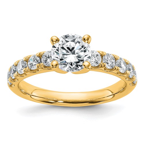 14K Yellow Gold Certified 1.62 Carat Lab Grown Diamond VS+ F+ Round Complete Engagement Ring