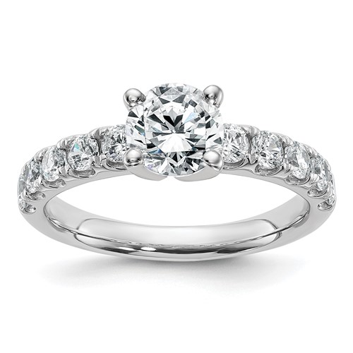 14K White Gold Certified 1.62 Carat Lab Grown Diamond VS+ F+ Round Complete Engagement Ring