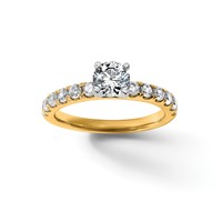 14K Yellow Gold Certified 2.20 Carat Lab Grown Diamond VS+ F+ Round Complete Engagement Ring view 2