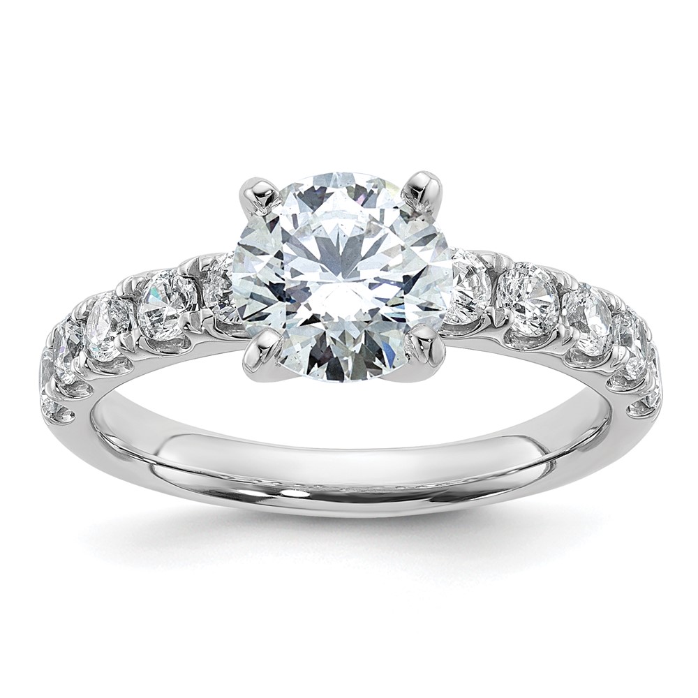 14K White Gold Certified 2.20 Carat Lab Grown Diamond VS+ F+ Round Complete Engagement Ring