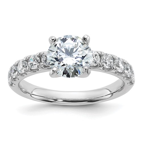 14K White Gold Certified 2.20 Carat Lab Grown Diamond VS+ F+ Round Complete Engagement Ring