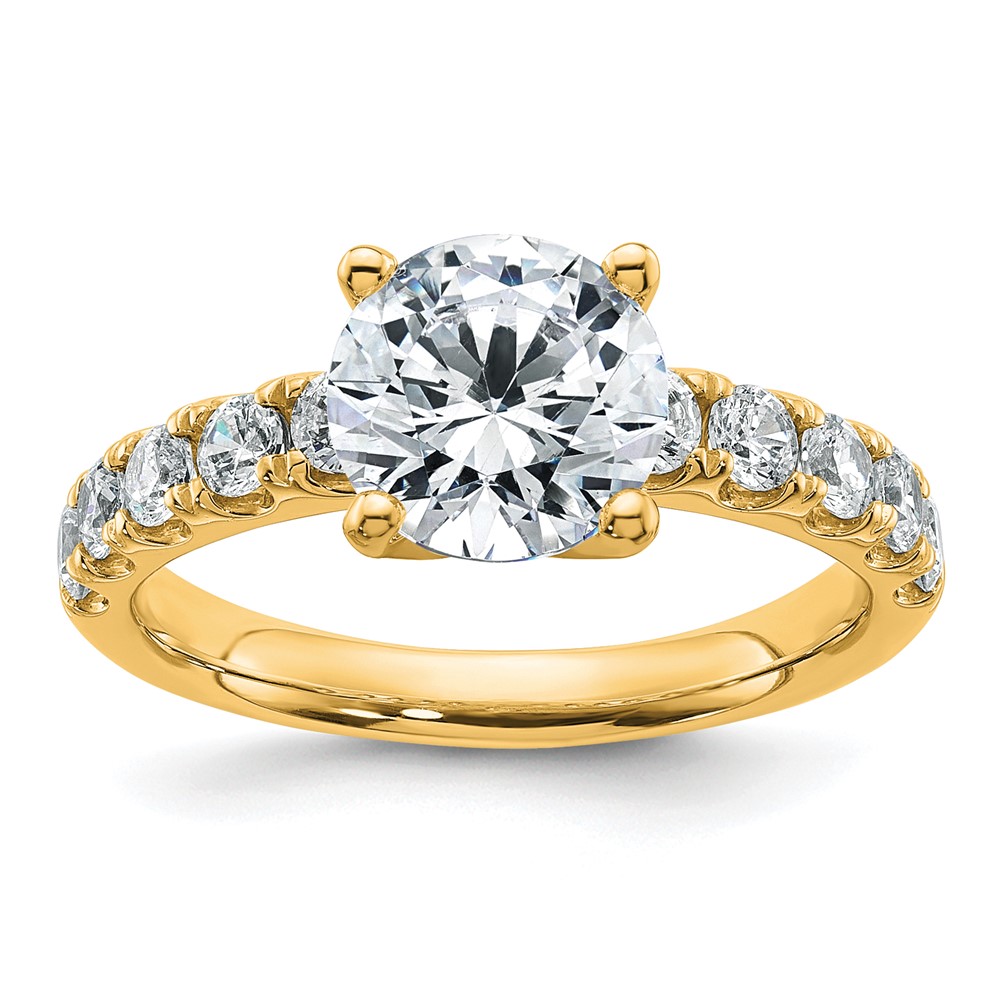 14K Yellow Gold Certified 3.75 Carat Lab Grown Diamond VS+ F+ Round Complete Engagement Ring