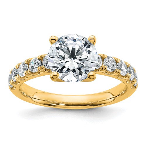 14K Yellow Gold Certified 3.75 Carat Lab Grown Diamond VS+ F+ Round Complete Engagement Ring