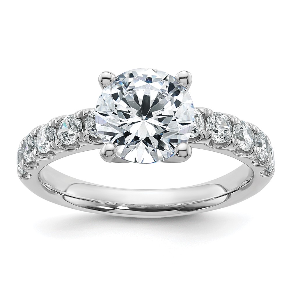 14K White Gold Certified 2.75 Carat Lab Grown Diamond VS+ F+ Round Complete Engagement Ring