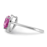 14K White Gold 0.17 Carat Lab Grown Diamond VS+ F+ and Natural Pink Sapphire Complete Heart Ring view 3
