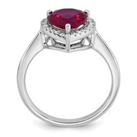 14K White Gold 0.17 Carat Lab Grown Diamond VS+ F+ and Natural Ruby Complete Heart Ring view 2