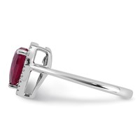 14K White Gold 0.17 Carat Lab Grown Diamond VS+ F+ and Natural Ruby Complete Heart Ring view 3
