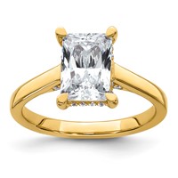 14K Yellow Gold 2.17 Carat Certified Lab Grown Diamond VS SI+ G+ Complete Radiant Hidden Halo Engagment Ring view 1