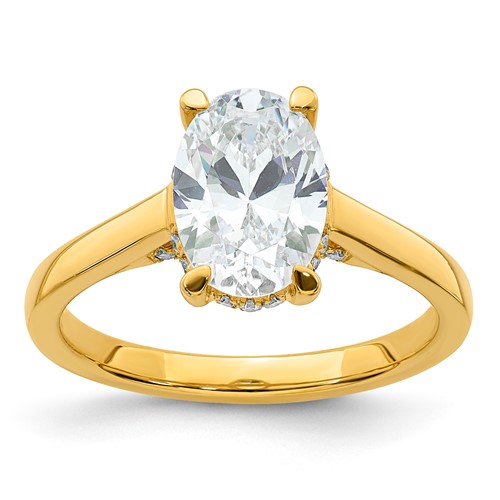 14K Yellow Gold 2.17 Carat Certified Lab Grown Diamond VS SI+ G+ Complete Oval Hidden Halo Engagement Ring