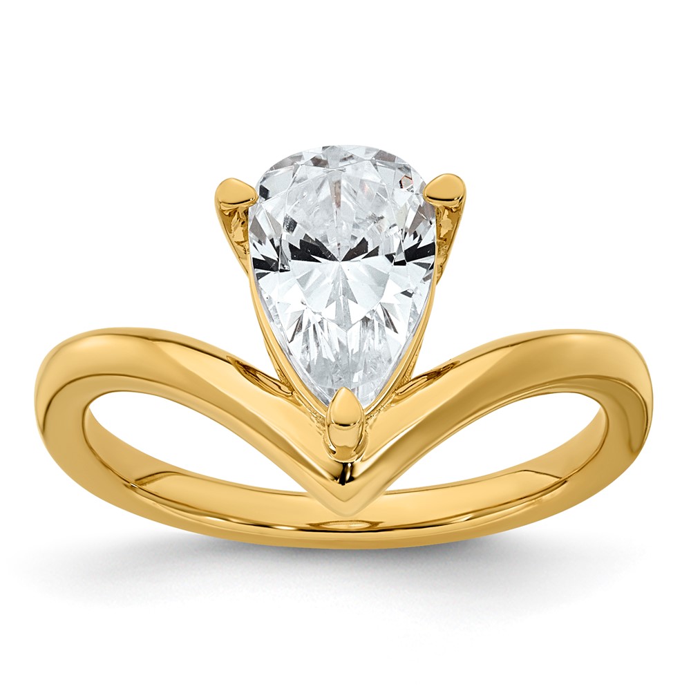 14K Yellow Gold Pear Certified Lab Grown VS SI+ G+ Complete Diamond Ring