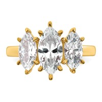 14K Yellow Gold Marquise Certified Lab Grown VS SI+ G+ Complete Diamond Ring view 4
