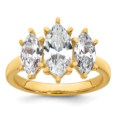 14K Yellow Gold Marquise Certified Lab Grown VS SI+ G+ Complete Diamond Ring
