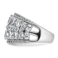 14K White Gold 3.75 Carat Lab Grown Diamond VS+ F+ Complete Fashing Ring view 3