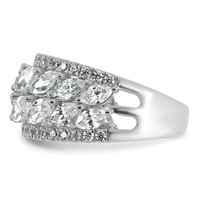 14K White Gold 3.25 Carat Lab Grown Diamond VS+ F+ Complete Fashion Ring view 3