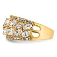 14K Yellow Gold 3.25 Carat Lab Grown Diamond VS+ F+ Complete Fashion Ring view 3