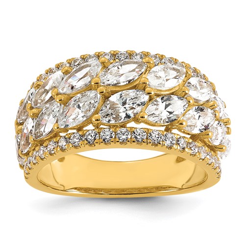 14K Yellow Gold 3.25 Carat Lab Grown Diamond VS+ F+ Complete Fashion Ring