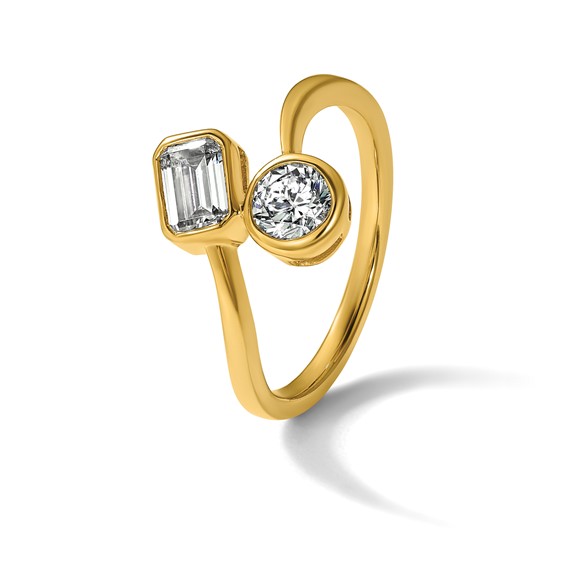 Gold Diamond 2-Stone Fashion Rings