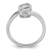 14K White Gold 1 Carat Lab Grown Diamond VS+ F+ Complete Two Stone Bezel Set Fashion Ring view 2