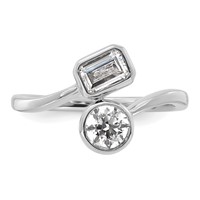 14K White Gold 1 Carat Lab Grown Diamond VS+ F+ Complete Two Stone Bezel Set Fashion Ring view 4