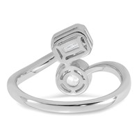 14K White Gold 1 Carat Lab Grown Diamond VS+ F+ Complete Two Stone Bezel Set Fashion Ring view 5
