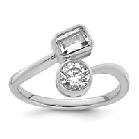 14K White Gold 1 Carat Lab Grown Diamond VS+ F+ Complete Two Stone Bezel Set Fashion Ring view 1