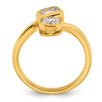 14K Yellow Gold 1 Carat Lab Grown Diamond VS+ F+ Complete Two Stone Bezel Set Fashion Ring view 2