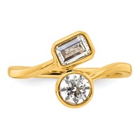 14K Yellow Gold 1 Carat Lab Grown Diamond VS+ F+ Complete Two Stone Bezel Set Fashion Ring view 4