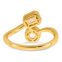 14K Yellow Gold 1 Carat Lab Grown Diamond VS+ F+ Complete Two Stone Bezel Set Fashion Ring view 5