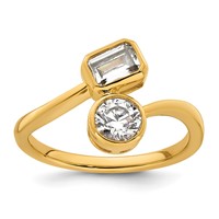 14K Yellow Gold 1 Carat Lab Grown Diamond VS+ F+ Complete Two Stone Bezel Set Fashion Ring view 1