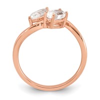 14K Rose Gold 1 Carat Lab Grown Diamond VS+ F+ Complete Two Stone Fashion Ring view 2