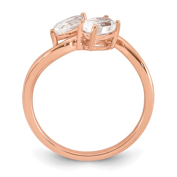 14k Rose Gold 1 carat Lab Grown Diamond VS+ F+ Complete Two Stone Fashion Ring