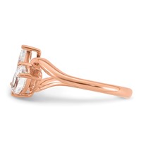 14K Rose Gold 1 Carat Lab Grown Diamond VS+ F+ Complete Two Stone Fashion Ring view 3