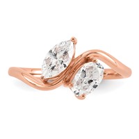 14K Rose Gold 1 Carat Lab Grown Diamond VS+ F+ Complete Two Stone Fashion Ring view 4