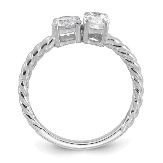 14k White Gold 1 carat Lab Grown Diamond VS+ F+ Complete Two Stone Fashion Ring